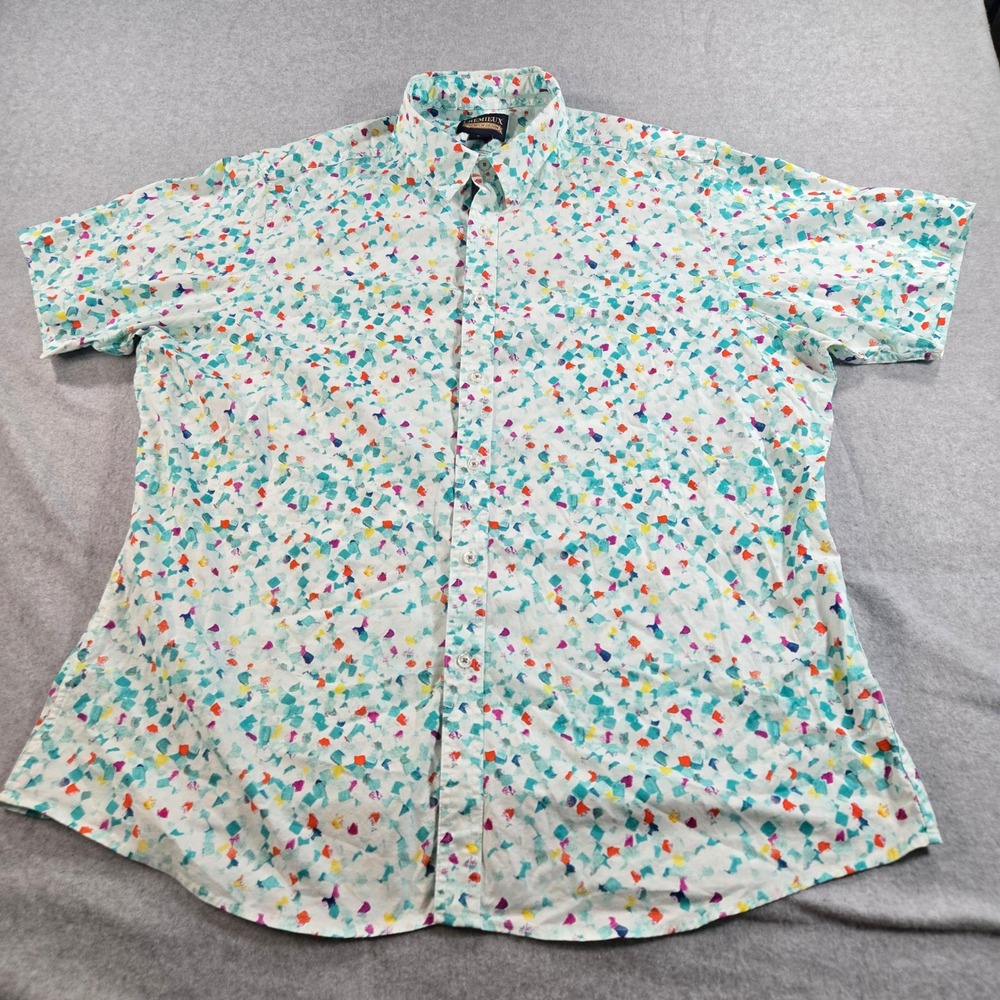 Cremieux Premium Denim Mens XXL Short Sleeve Button Down Confetti Print Shirt